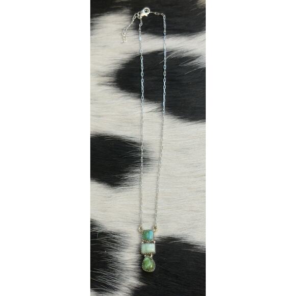 Native American Sterling Silver Multi Sonoran Gold Paloma Turquoise Bar Necklace - Picture 8 of 8
